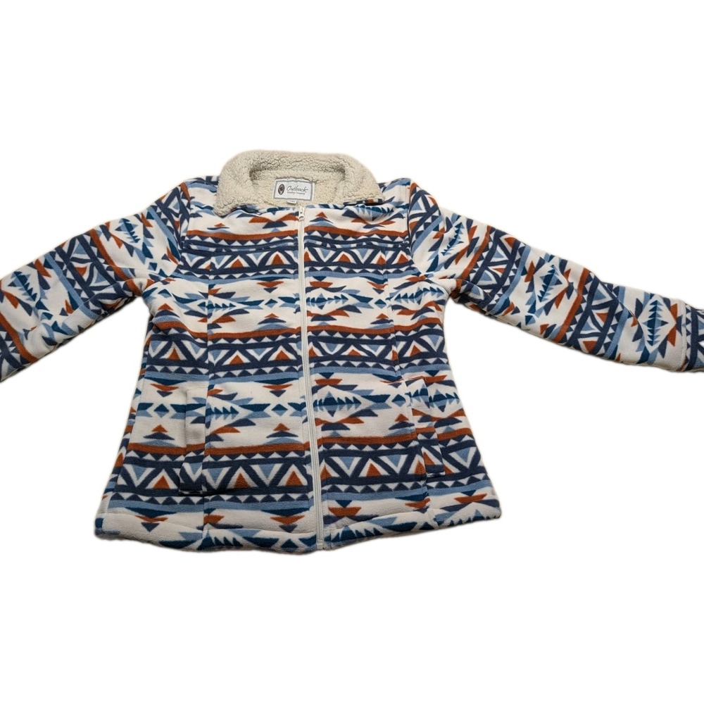 Outback Trading Co Women's Coat Size MD Multicolor Sherpa Lining Cozy Polyester